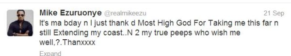 Mike Ezuruonye Tweet - September 2013 - BellaNaija
