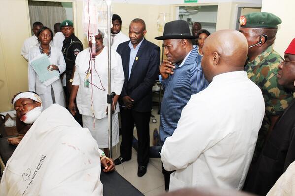 Jonathan Visits Nyanya Bombing Scene & Victims at Hospital - April - BellaNaija.com 03