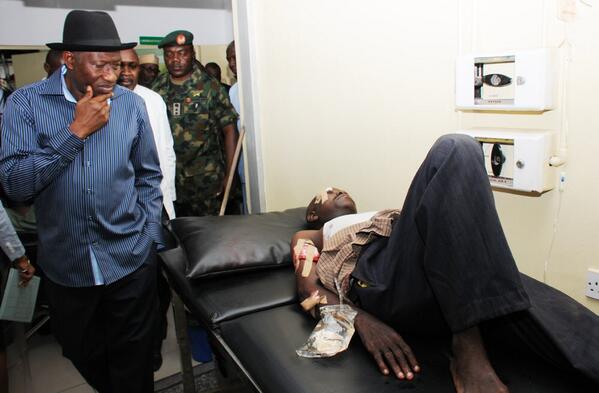 Jonathan Visits Nyanya Bombing Scene & Victims at Hospital - April - BellaNaija.com 04