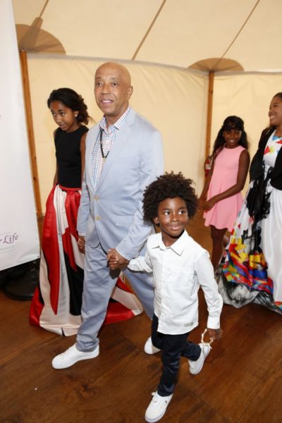 Russell Simmons & Kids including Aoki Lee Simmons, Ming Lee Simmons + Kenzo Lee Hounsou