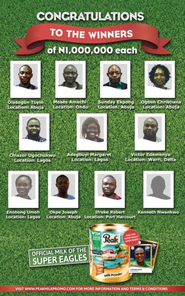 Peak Milk Super Eagles Promotion Winners - Bellanaija - July 2014002.png