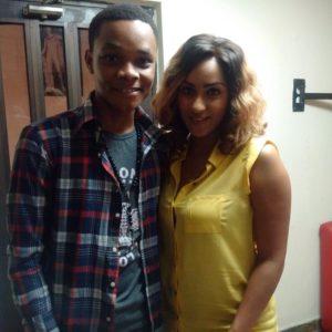 Winner of the #PriceCheckRadioShow 'Find and Win' Competition, George Wright, and Ghanaian Actress, Juliet Ibrahim