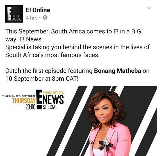 Bonang Matheba E! News Special - BellaNaija - August 2015