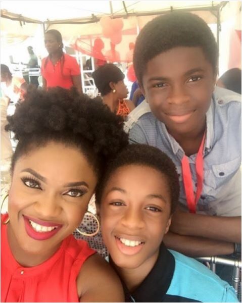 Omoni Oboli and 2 of her sons