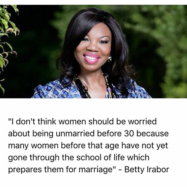 Betty Irabor on marriage before 30 for women_January 2016