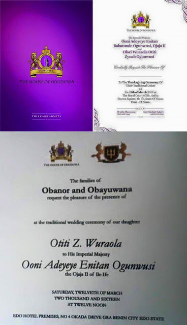 Ooni of Ife 2nd Wedding Invite_February 2016