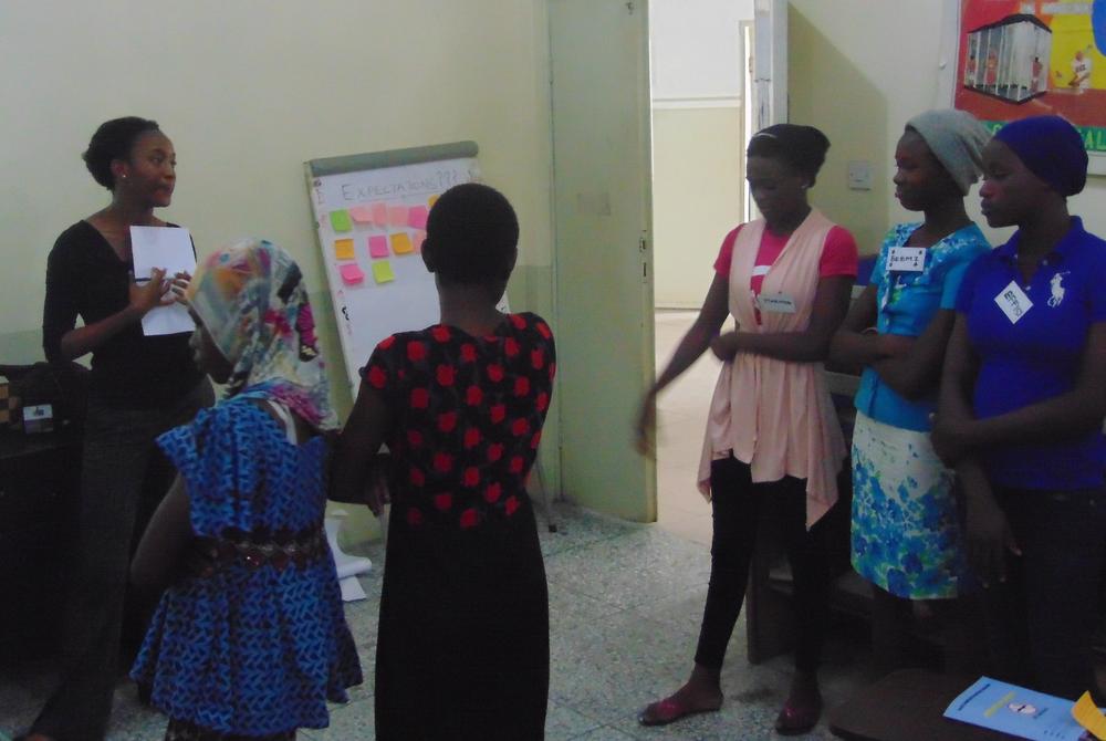 Nneoma Speaking to teenage girls during her MHM Research in Nigeria. Credit: Virginia Tech News