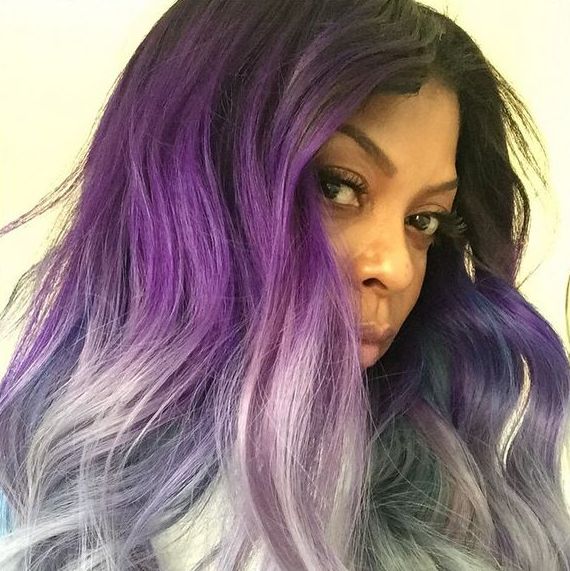 Feeling it? Taraji P. Henson is a Bombshell with New Purple-to-Grey Ombré  Hair | BellaNaija
