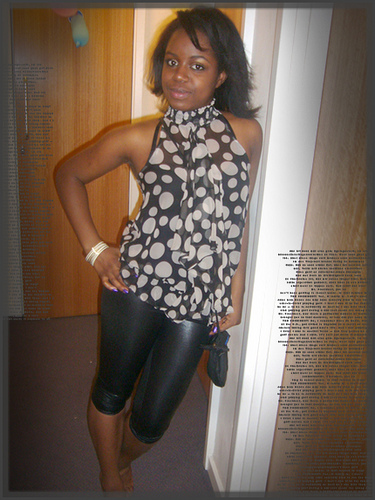 Night out; Leather look leggings: TkMaxx, Top: Newlook