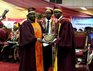 L-R: Prof. Ruquayyat Rufa’i (Education Minister), Prof. Babatunde Sofoluwe (UNILAG VC) & Babatunde Alawode's