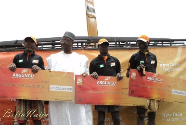 Alh. Bala Yesufu posing with the three winners of the Argung