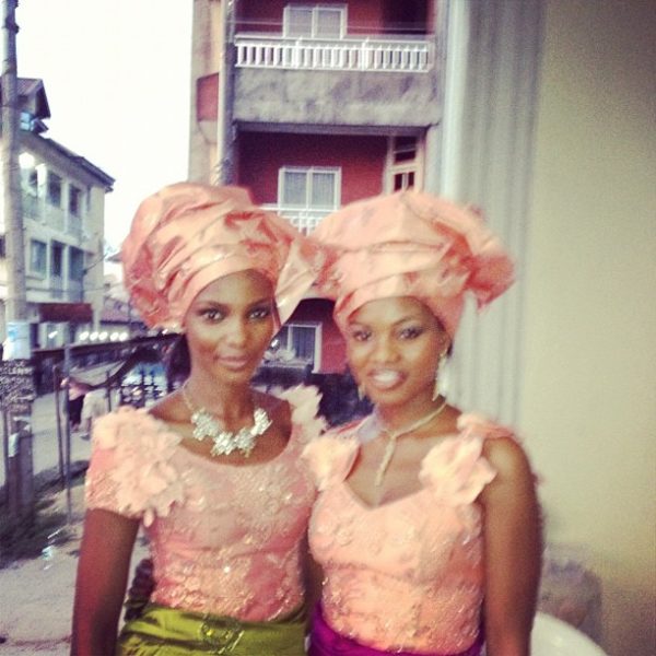 Agbani rocks aso ebi for her sister's traditional wedding