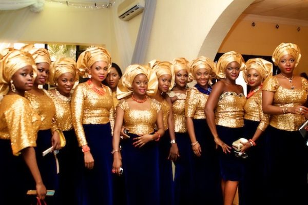 Gold Sequin & Navy Blue Velvet Aso-Ebi