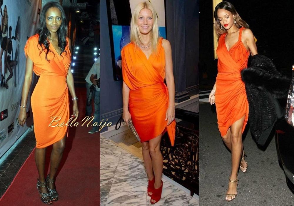 Rihanna in Orange Suit