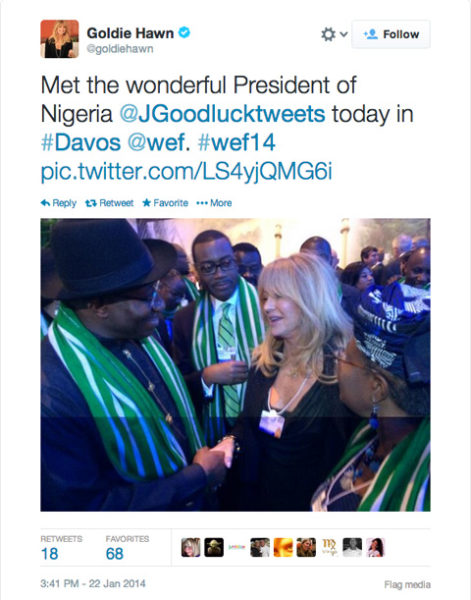 Goldie Hawn & President Goodluck Jonathan - January 2014 - BellaNaija 01