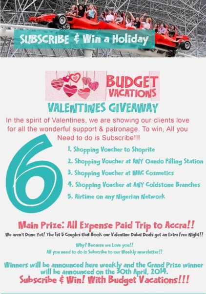 AfricHolidays Budget Vacations Valentine's Giveaway - BellaNaija - February2014