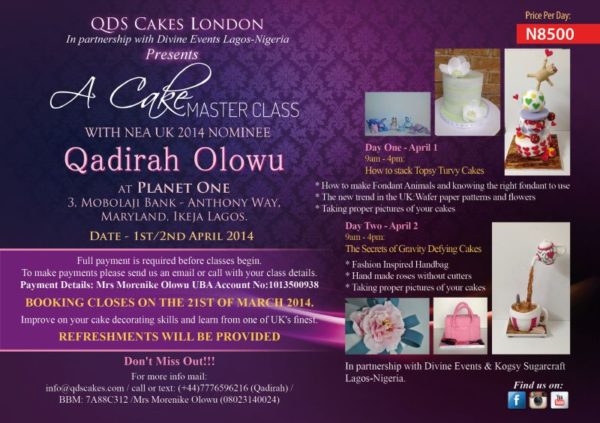 QDS Cakes Classes - Bellanaija - February 2014