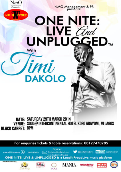 One Nite Live & Unplugged With Timi Dakolo - BellaNaija - March  - 2014