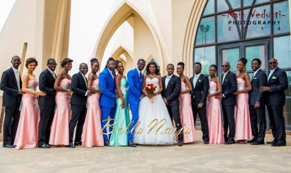 Ese Walter & Benny Ark's White Wedding in Abuja | BellaNaija -Couple with bridal train