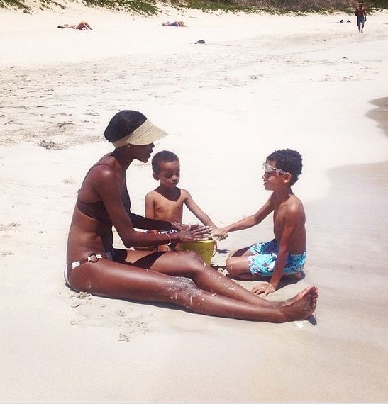 Oluchi Orlandi's Fun Beach Day Out with Her Sons