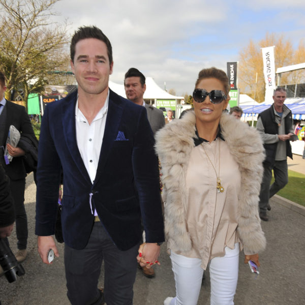 Katie Price and husband Kieran arrive on day one of the Cheltenham Festival