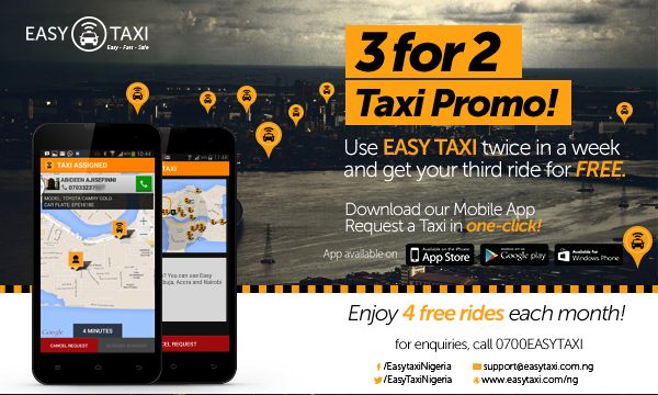 3 for 2 Easy Taxi Promotion - Bellanaija - July2014