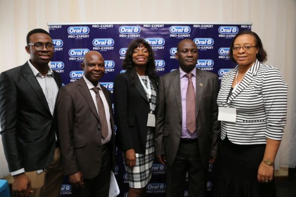 Ajewole Ayotomiwa, Brand Communications Manager, Oral B; Dr. Bode Ijarogbe, President Elect, Nigerian Dental Association;  Dr. Uchenna Okoye, CEO London Smiling Dental Clinic UK and Brand Ambassador, Oral B Premium Line; Dr. Olurotimi Olojede, President, Nigerian Dental Association and Dr. Ifeoma Menakaya, Consultant and Restorative Dentist