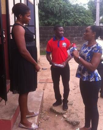 Chioma Chukwuka-Akpotha (R) storming a neighbourhood in Aba