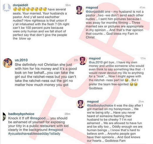 meagan good defends herself