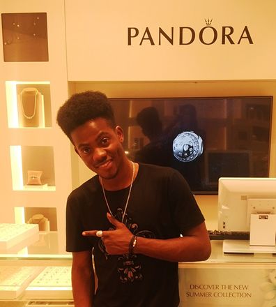 Prince charming and Dorobucci star, Korede Bello of the Mavin Crew showing off his new PANDORA leather bracelet at the store in Lekki