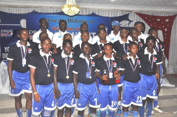 Coaches and Awardees, during the Pepsi Football Academy’s Gala Night in Lagos at the weekend