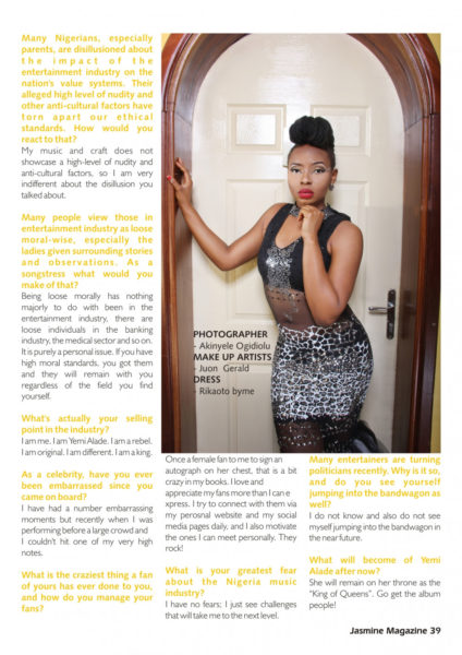 Yemi Alade Jasmine Magazine Feature 2