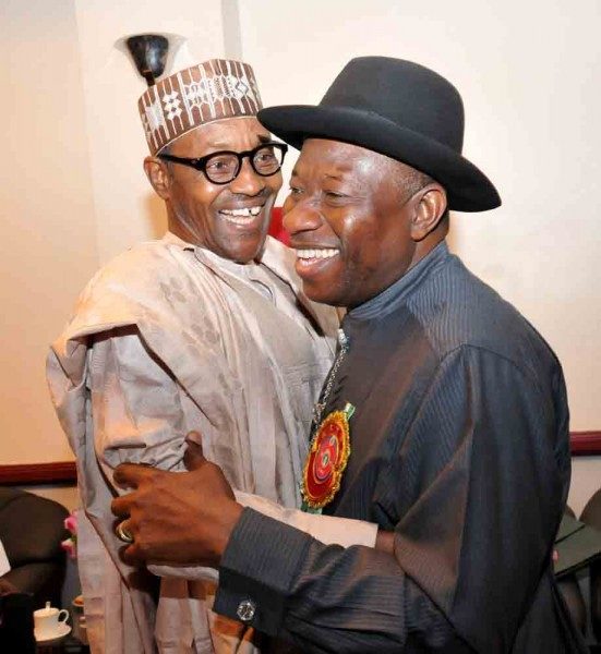 Jonathan hugs Buhari