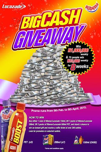 Lucozade & Ribena Big Cash Giveaway - BellaNaija - February 2015