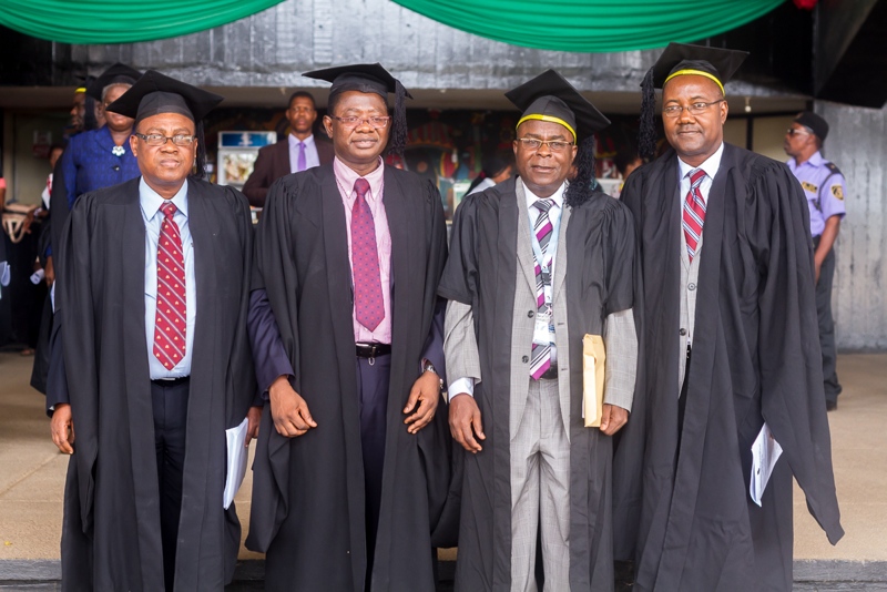 Dotun Awoyemi, Registrar OAU. Prof. Ayobami Salami, Deputy Vice-Chancellor Academics OAU. Prof. Olabode Asubiojo, Director, OAUCDL. Prof. Mike Adeyeye, Deputy Director OAUCDL