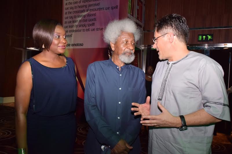 Modupe Thani (Head, Events and Sponsorships, Etisalat Nigeria); Noble Laureate, Wole Soyinka & Etisalat Nigeria, Matthew Willsher