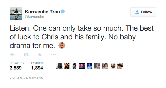 Karrueche Tran Tweets on Chris Brown's Baby Mama Drama