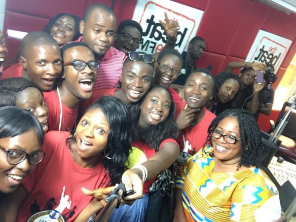 Students at Beat FM with Assistant Brand Manager, Amstel Malta, Phoebe Larry-Izamoje