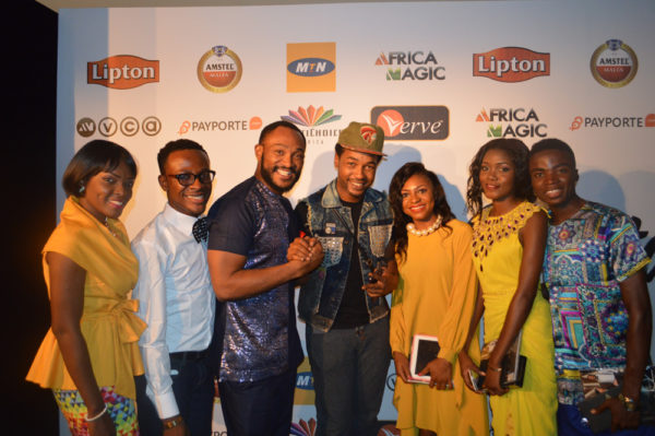 Students with Nonso Diobi and Blossom Chukwujekwu at the Nominees Cocktail