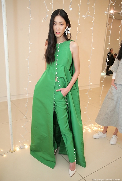 A model poses at the Rosie Assoulin Autumn Winter 2015 fashion show during New York Fashion Week on February 16, 2015 in New York