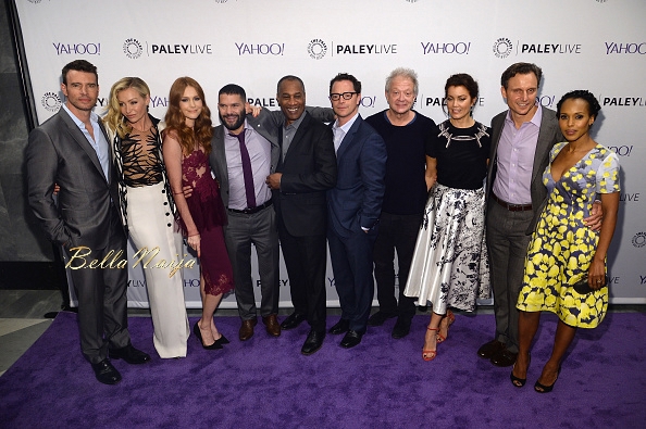 ((L-R) Scott Foley, Portia de Rossi, Darby Stanchfield, Guillermo Diaz, Joe Morton, Joshua Malina, Jeff Perry, Bellamy Young, Tony Goldwyn and Kerry Washington