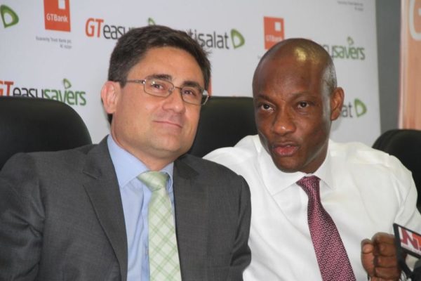Chief Executive Officer, Etisalat Nigeria, Matthew Willsher; Managing Director and CEO of Guaranty Trust Bank Plc, Segun Agbaje 