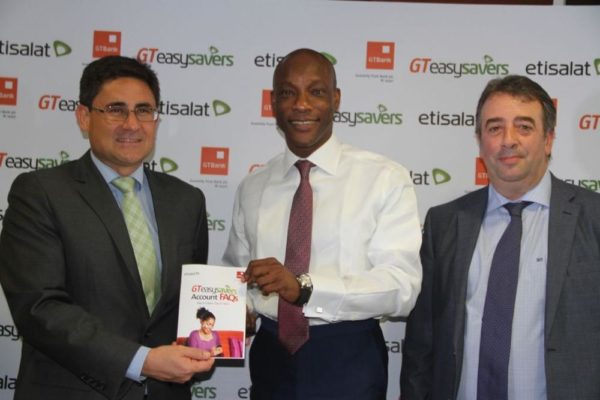 Chief Executive Officer, Etisalat Nigeria, Matthew Willsher; Managing Director and CEO of Guaranty Trust Bank Plc, Segun Agbaje; and Chief Marketing Officer, Etisalat Nigeria, Angelone Francesco