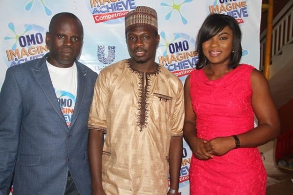 President, Children of Africa, Kunle Alaba; Omo Brand Ambassador, Ali Nuhu and Omo Brand Ambassador, Chioma Akpotha at the Omo Imagine and Achieve Competition grand finale in Lagos