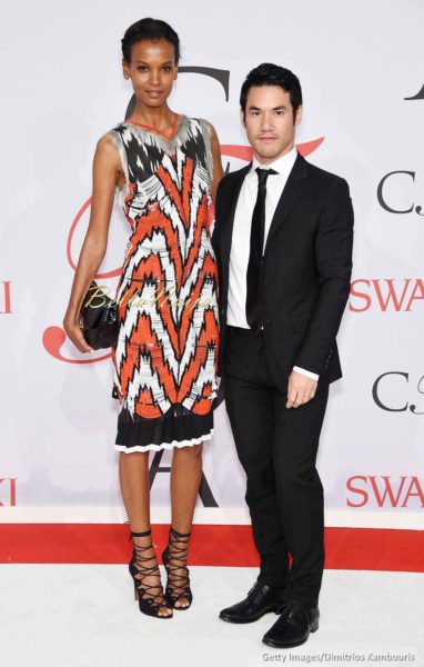 Liya Kebede (L) and designer Joseph Altuzarra