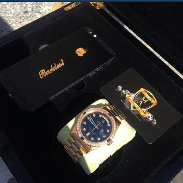 OBO! Baddest! Davido flaunts matching Gold & Black Diamond Rolex