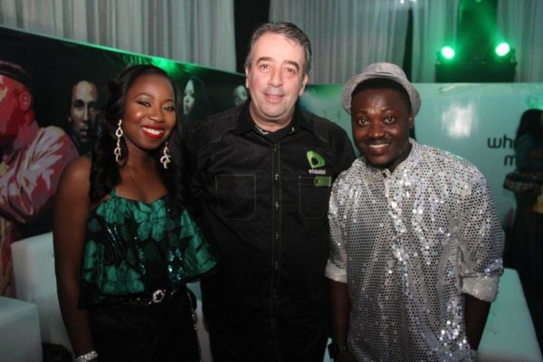 [L-R] Dolu, Francesco Angelone (Chief Marketing Officer, Etisalat Nigeria) & K-Peace