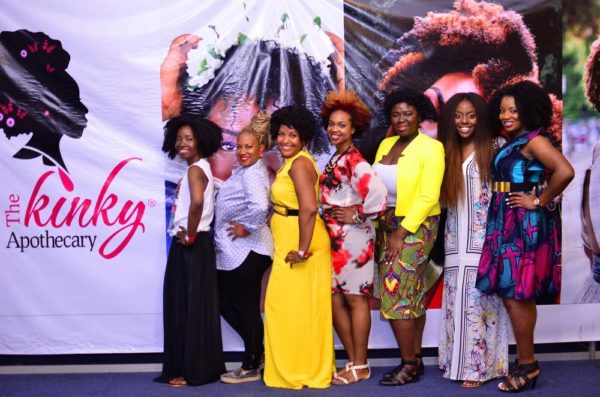 [L-R] Nibi Lawson (The Kinky Apothecary), Felicia Leatherwood (Celebrity Hair Stylist), Cassidy Blackwell (Natural Selection Blog), Wunmi Akinlagun (Woman In The Jungle), Ngozi Opara (Heat Free Hair) & Obia Ewah (Obia Natural Haircare)