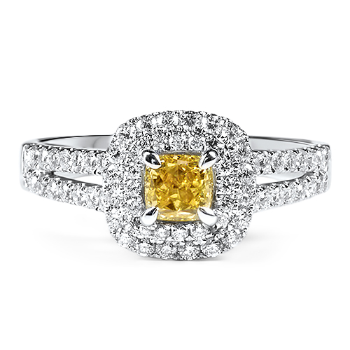 Double Halo Yellow Diamond