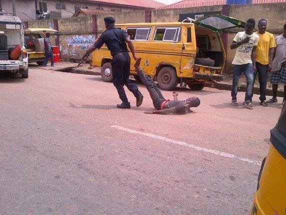 Policeman dragged